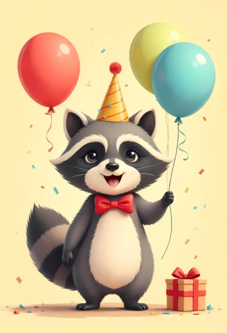Adorable Raccoon Birthday Party Invitation Template