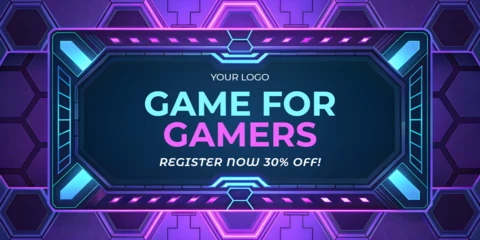 Modèle d'événement de jeu futuriste avec un design néon pour les joueurs