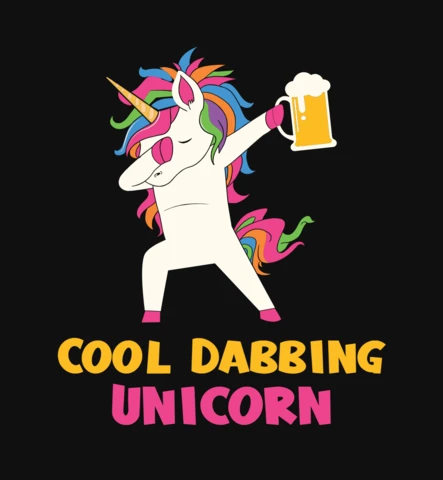 Cool Dabbing Unicorn With Beer T-Shirt Design Template