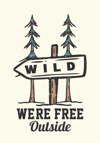 Wild Street Sign Board Vintage T-shirt Design Template