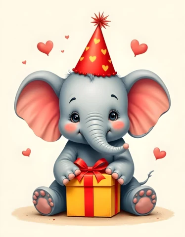 Adorable Elephant Birthday Party Invitation Template