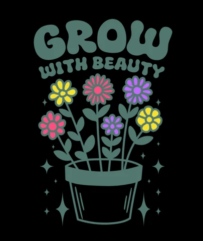 Grandir avec beauté œuvre d'art florale motivationnelle pour un design de t-shirt à l'esprit positif