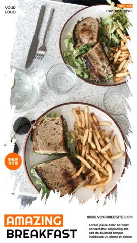 Helles Restaurant Anzeige Instagram Geschichte Post Design Vorlage