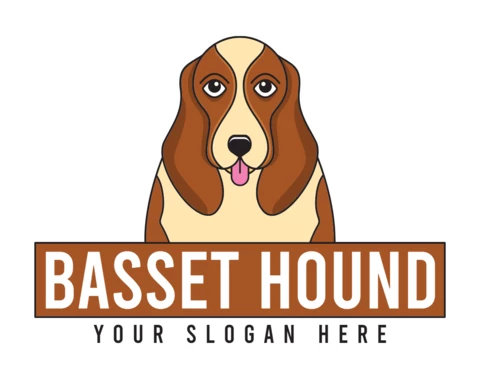 Basset Hound Dog Logo Design Template