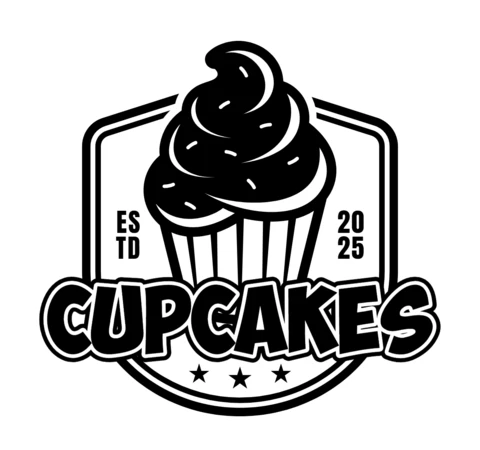 Modelo de design de logotipo de cupcakes