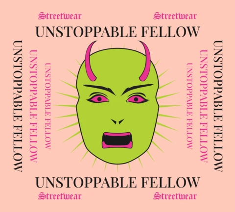Plantilla de diseño gráfico de streetwear con un personaje imparable para ropa.