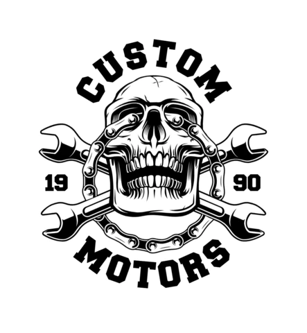 Cráneo con cadena de motocicleta y llaves plantilla de diseño de camiseta