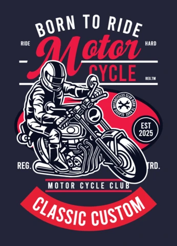 Born To Ride Motorcycle Rider T-shirt Design Template