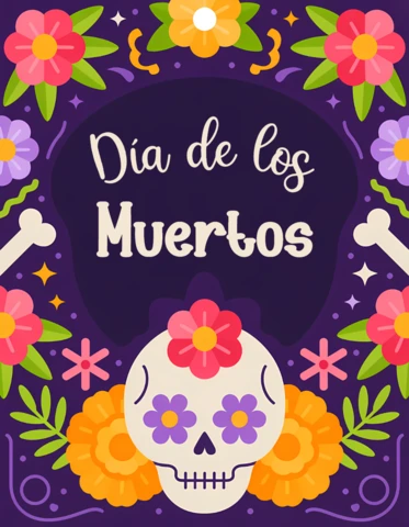 Colorful Día De Los Muertos Design Template for Festive Posters