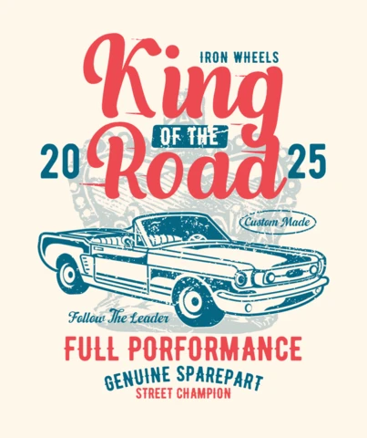 Rey de la carretera coche camiseta plantilla de diseño
