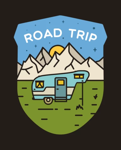 Road Trip RV Trailer Badge Template Design