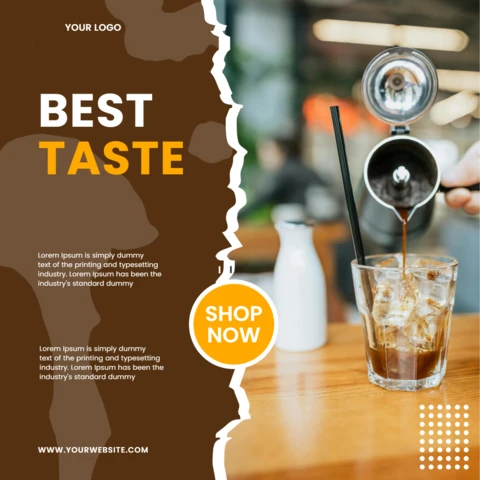 Designvorlage für Social-Media-Beiträge zum besten Testkaffee-Verkauf