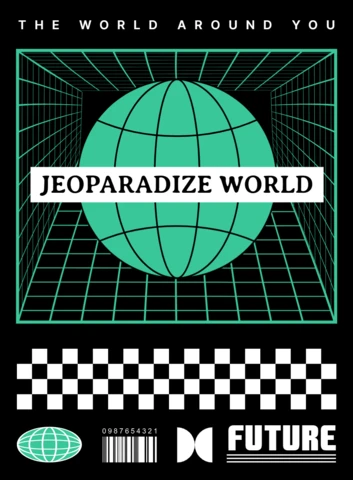Plantilla de diseño retro futurista con globo 3D para ropa y merchandising.