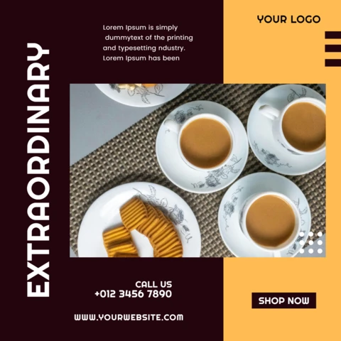 Extraordinaria plantilla de diseño de post en redes sociales para cafeterías