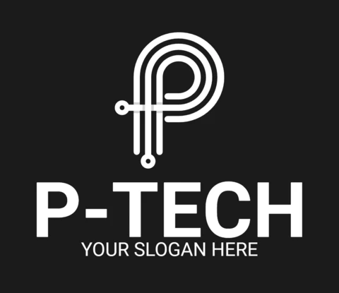 Modello di logo di lettera p tech