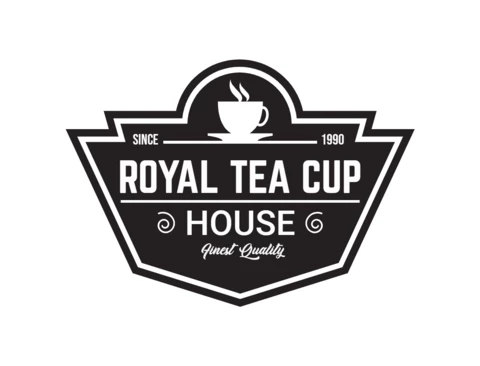 Modello di design del logo della casa da tè reale