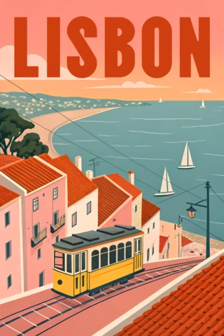 Lisbon Tram Design Template for Travel Posters
