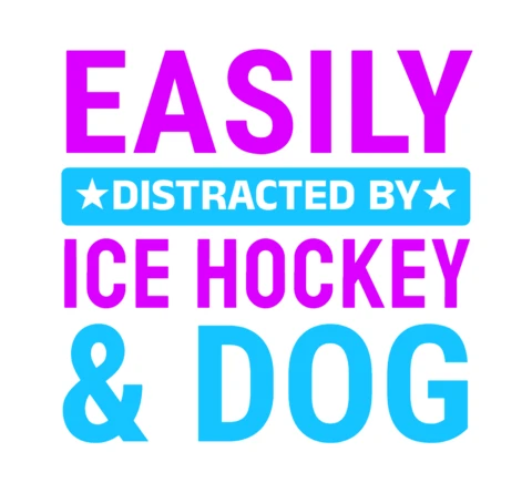 Easily Distracted By Ice Hockey & Dog T-Shirt Design Template