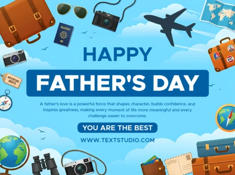 Happy Father’s Day Greeting Card with Travel Adventure and Vacation Elements