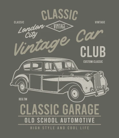 Vintage london coche camiseta plantilla de diseño