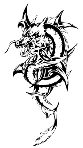 Plantilla de diseño de tatuaje de dragón elaborado