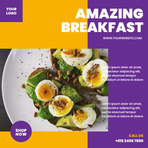 Purple Cheerful Color Block Marketing Social Media Post Design Template
