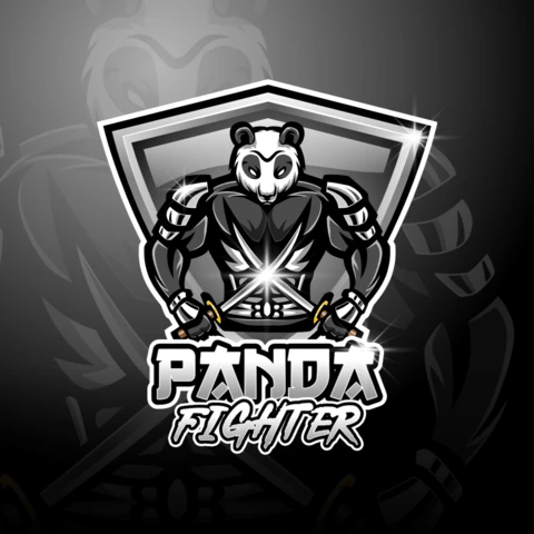 Panda fighter esport mascotte ontwerpsjabloon