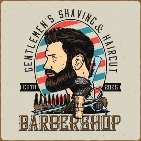 Modelo de design de camiseta de barbearia para cavalheiros