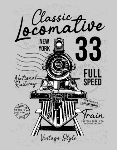 Plantilla de diseño de camiseta de locomotora clásica