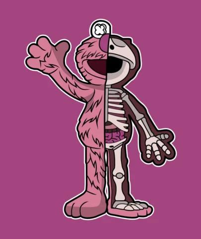 Elmo Sesame Street Skeleton Comic Character Pop Culture T-Shirt Design Template