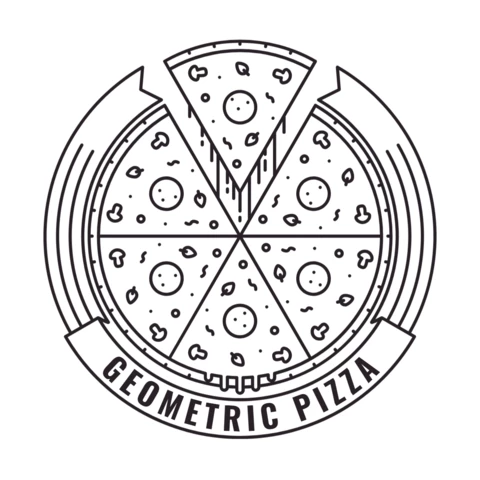 Modello di logo geometrico per pizza nero
