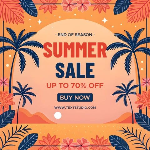 Editable Summer Sale Design Template with Tropical Floral Style