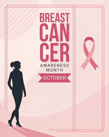 Breast Cancer Awareness Month Design Template with Silhouette and Ribbon for Posters
