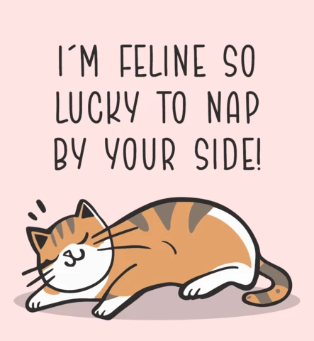 Cute Cat Nap Greeting Card Template – Perfect for Friendship and Love Messages