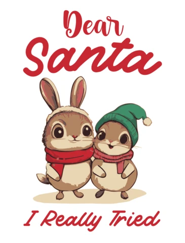Christmas Bunny Design Template for Holiday Greeting Card