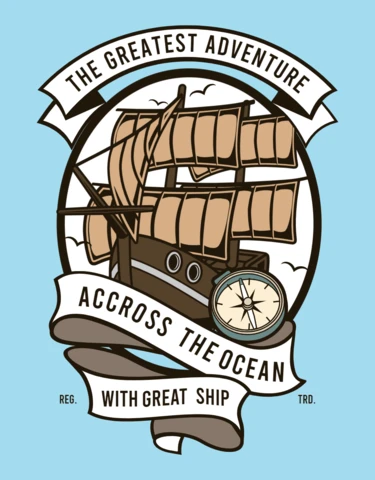 Great Explorers Vintage Vessel T-Shirt Design Template