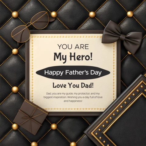 Elegant Father's Day Card Template Design with Luxurious Leather Style