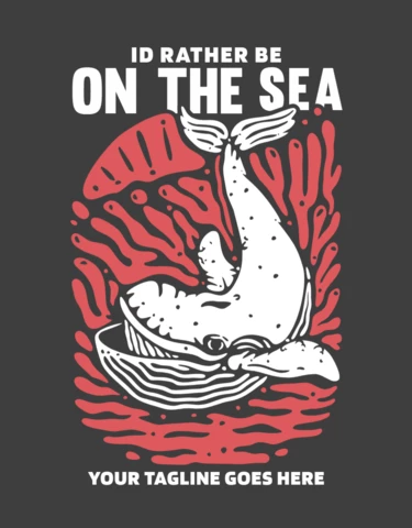 Whale Vintage T-shirt Design Template
