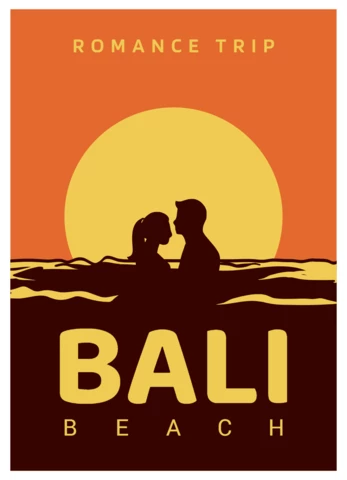 Romance Trip Bali Beach Poster Design Template