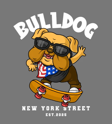 Coole Bulldogge Skateboard-Design-Vorlage für städtische Kleidung
