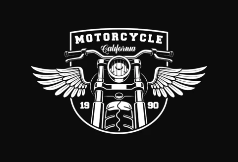 Motorcycle Steering Wheel With Wings T-Shirt Design Template
