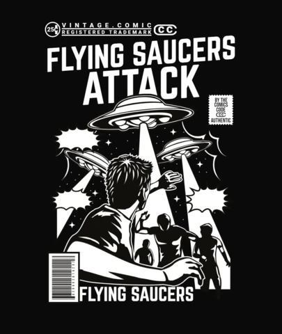 Flying Saucers Attack T-Shirt Design Template