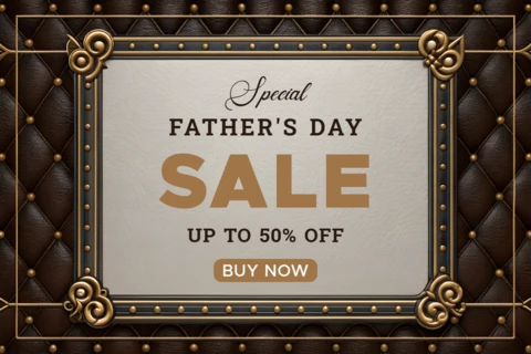 Elegant Leather Frame Father's Day Sale Template with Retro Design