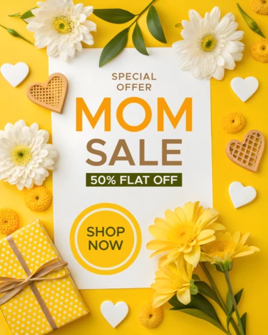 Bright Floral Mom Sale Design Template – Editable Promotional Artwork for Special Offers