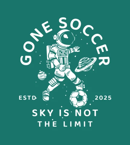 Astronaut Playing Soccer Vintage T-shirt Design Template