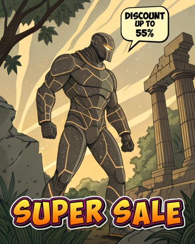 Szablon projektu super wyprzedaży w stylu komiksowym z bohaterem do ulotek promocyjnych