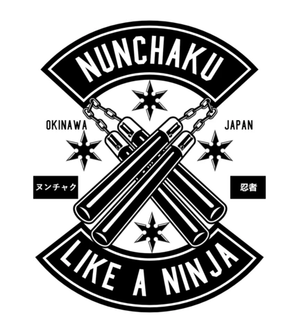 Nunchaku wie eine Ninja-T-Shirt-Designvorlage