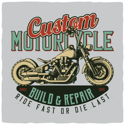 Custom Motorcycle Garage T-shirt Design Template