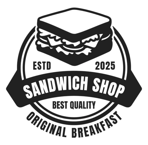 Modelo de design de logotipo de loja de sanduíches preto