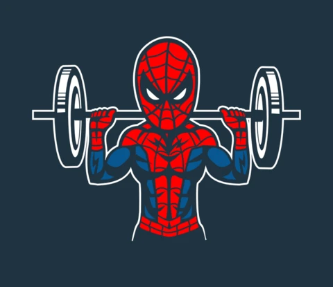 Spider-Man Gym Cartoon Character T-Shirt Design Template